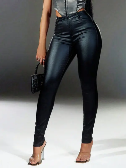Women's PU Leather High Waist Leggings