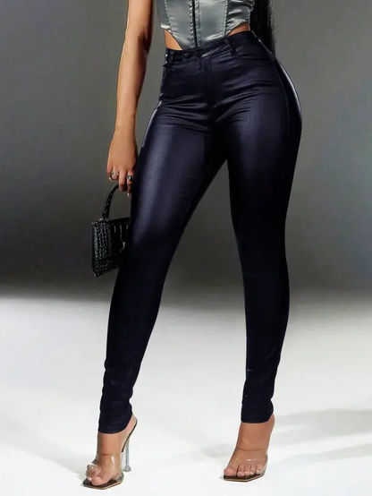 Women's PU Leather High Waist Leggings