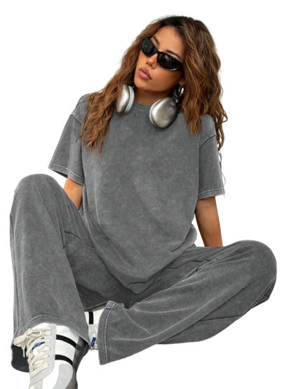 Women's Acid Wash Two Piece Set