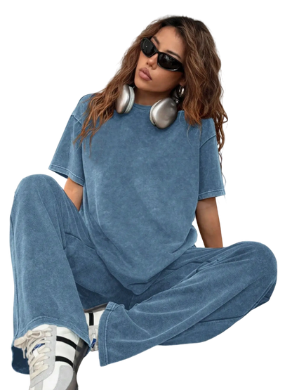 Women's Acid Wash Two Piece Set