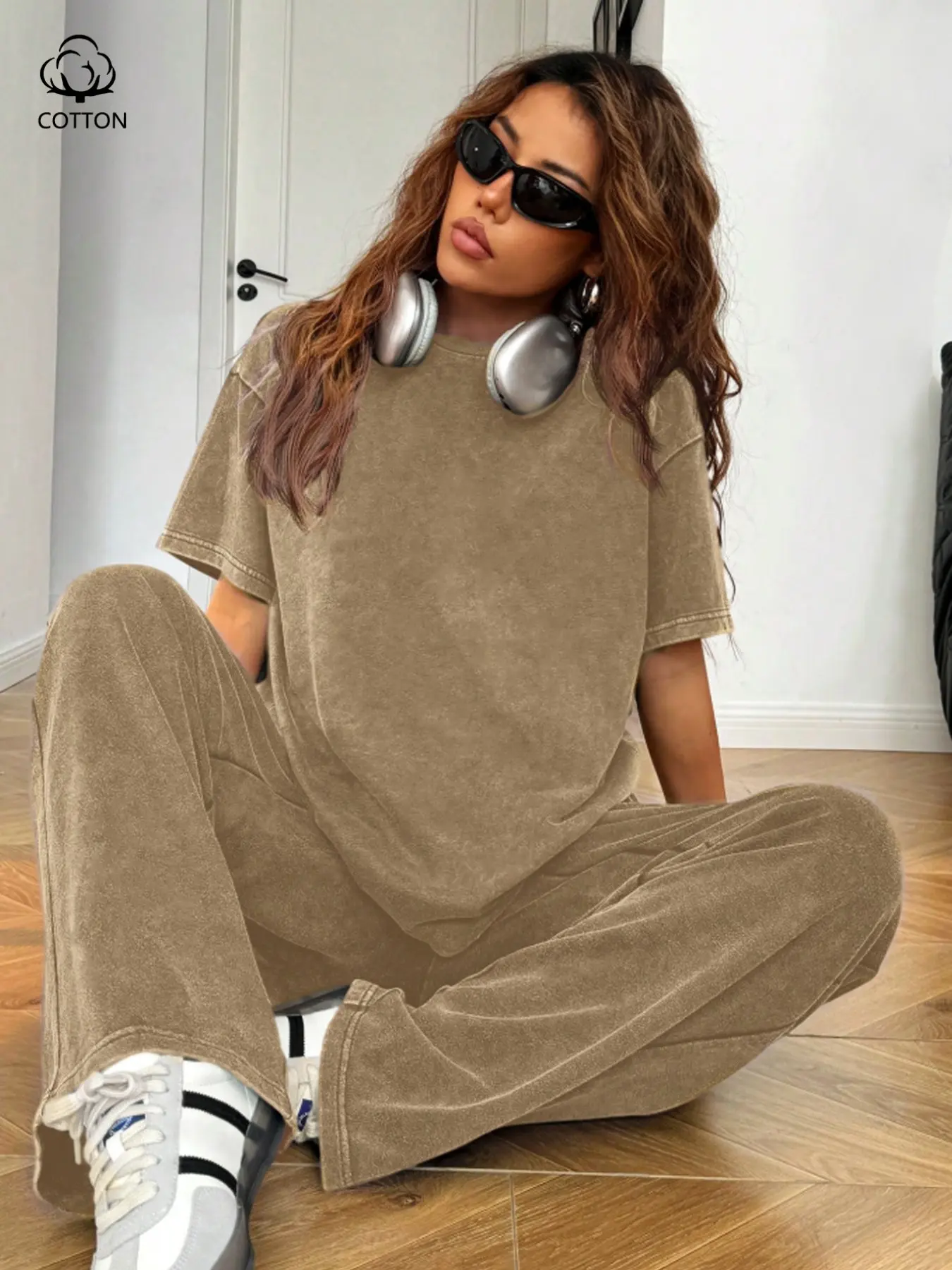 Women's Acid Wash Two Piece Set