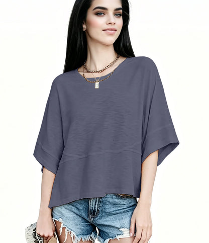 Women's Summer Casual Crewneck Batwing Half Sleeve T-Shirts