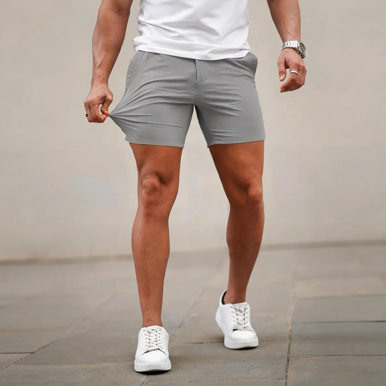 Men’s 5-Inch Slim Fit Stretch Chino Shorts – Casual Tapered Comfort Summer Shorts