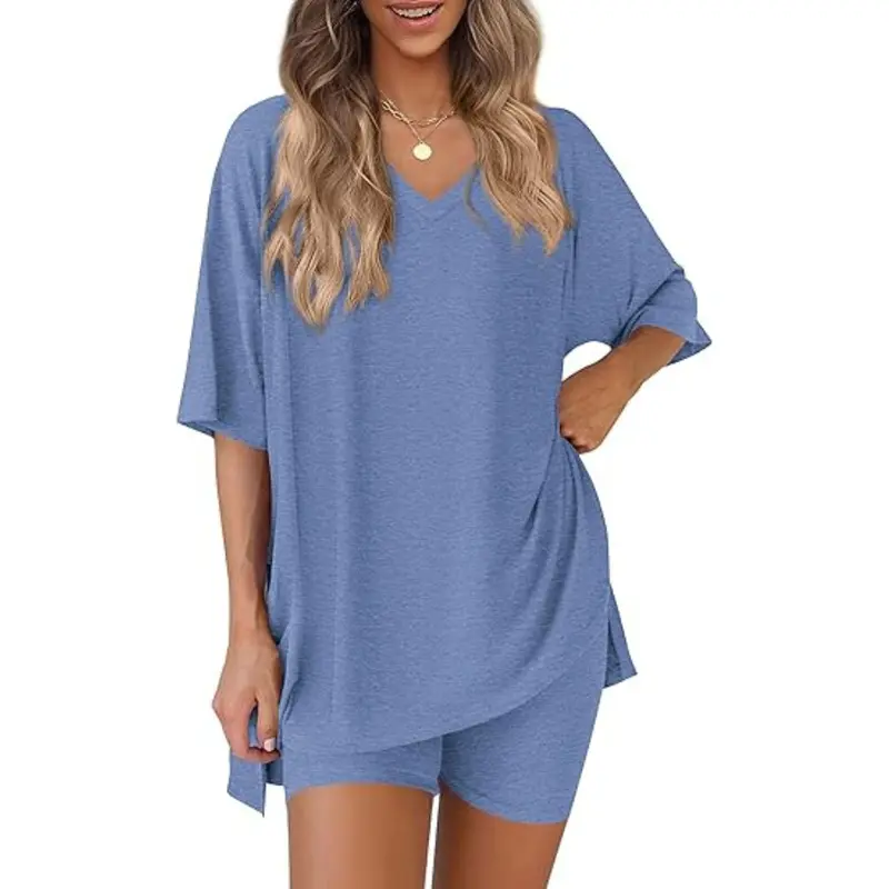 Effortless Summer Lounge Set Oversized Tee + Biker Shorts