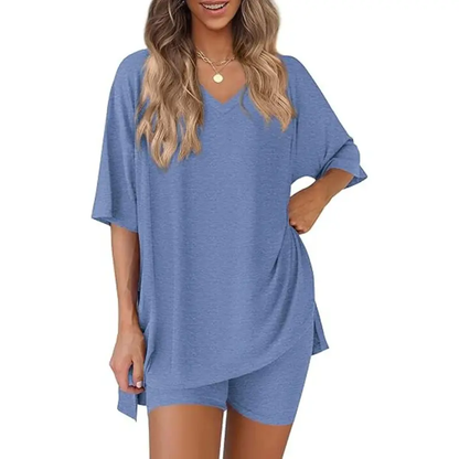 Effortless Summer Lounge Set Oversized Tee + Biker Shorts
