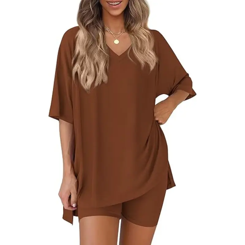 Effortless Summer Lounge Set Oversized Tee + Biker Shorts