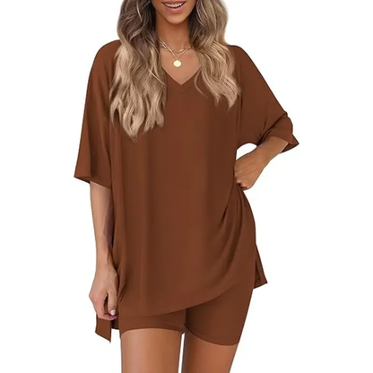 Effortless Summer Lounge Set Oversized Tee + Biker Shorts