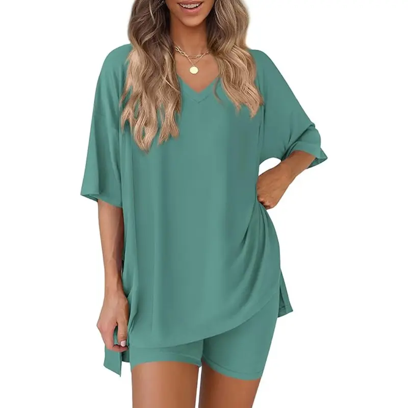 Effortless Summer Lounge Set Oversized Tee + Biker Shorts