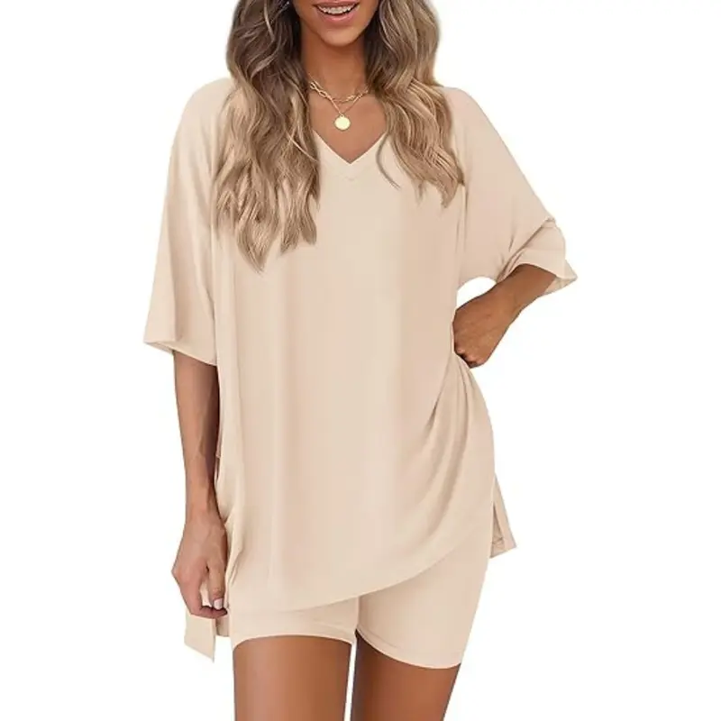 Effortless Summer Lounge Set Oversized Tee + Biker Shorts