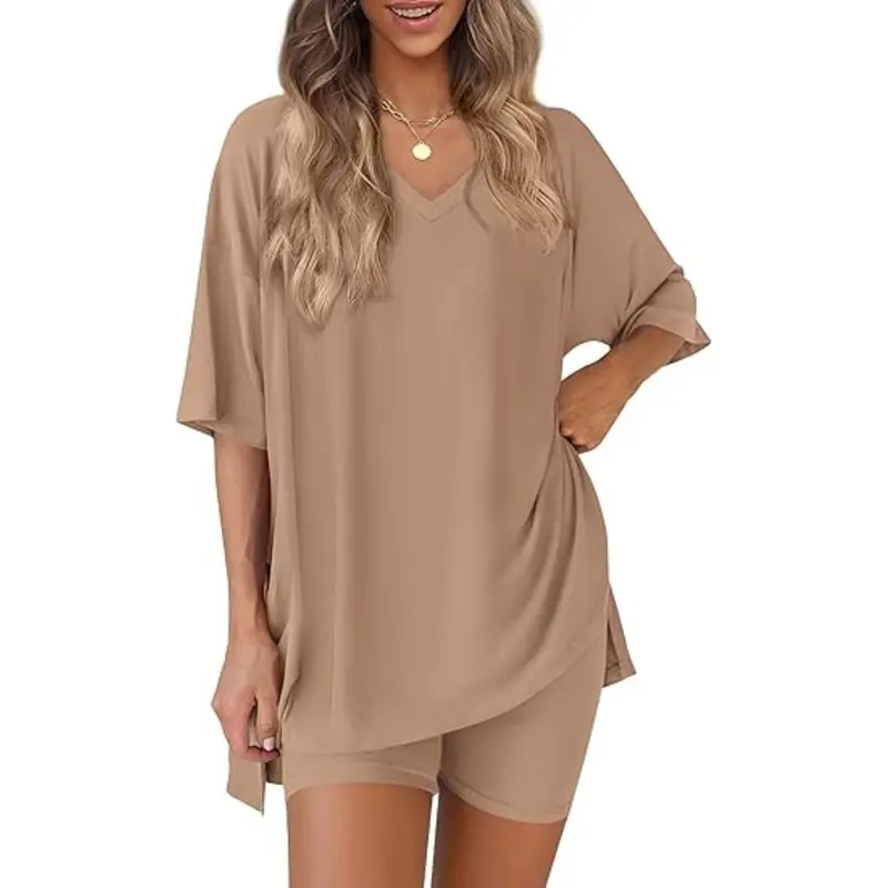 Effortless Summer Lounge Set Oversized Tee + Biker Shorts