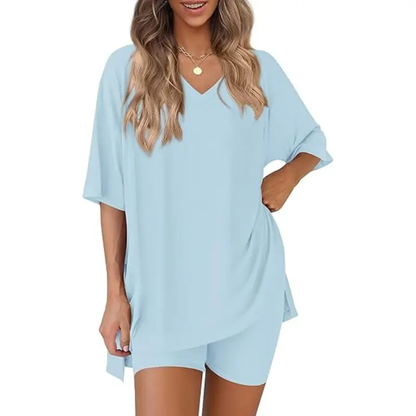 Effortless Summer Lounge Set Oversized Tee + Biker Shorts