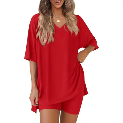 Effortless Summer Lounge Set Oversized Tee + Biker Shorts