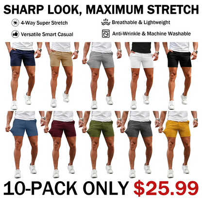 Men’s 5-Inch Slim Fit Stretch Chino Shorts – Casual Tapered Comfort Summer Shorts
