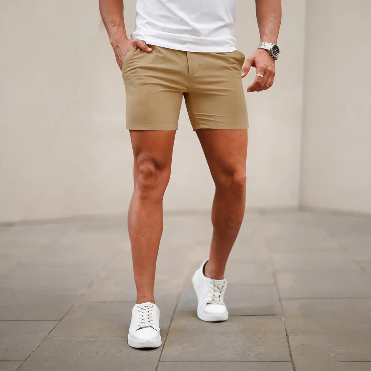 Men’s 5-Inch Slim Fit Stretch Chino Shorts – Casual Tapered Comfort Summer Shorts