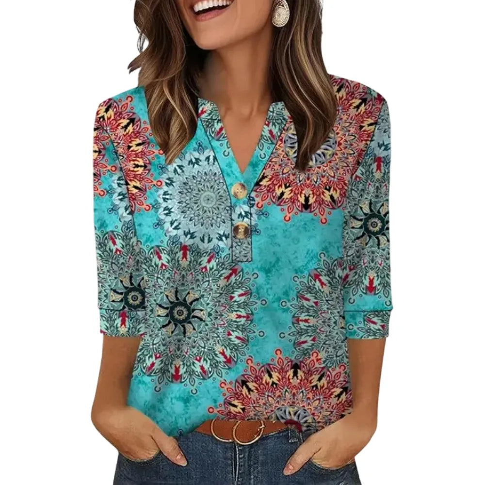 Womens Tops 3/4 Sleeve Heley Shirts for Women Summer Fashion Blouses