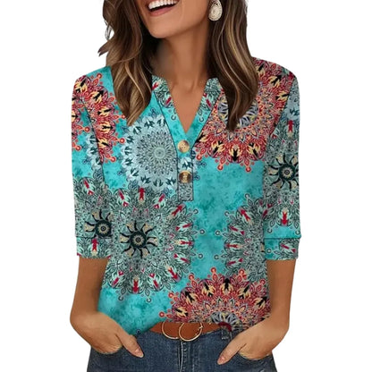 Womens Tops 3/4 Sleeve Heley Shirts for Women Summer Fashion Blouses