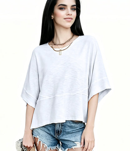 Women's Summer Casual Crewneck Batwing Half Sleeve T-Shirts