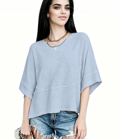 Women's Summer Casual Crewneck Batwing Half Sleeve T-Shirts